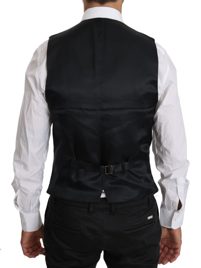 Dolce & Gabbana Blue Waistcoat Formal Stretch Wool Vest In Blue