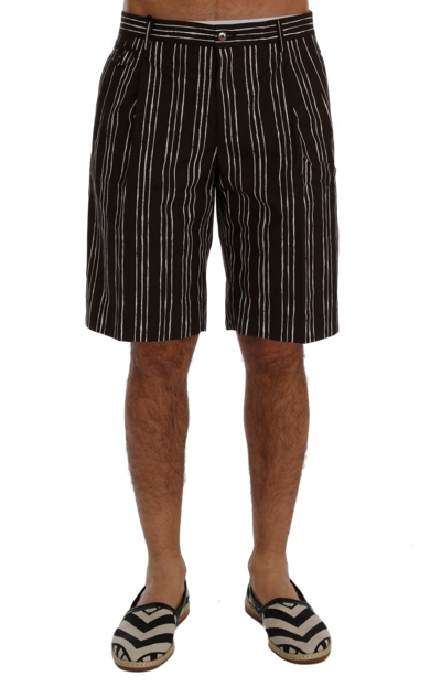 Shop Dolce & Gabbana Bordeaux White Striped Hemp Casual Men's Shorts