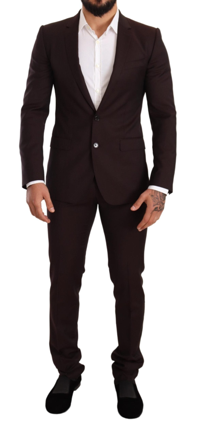 Shop Dolce & Gabbana Bordeaux Wool Martini Slim Fit Men's Suit