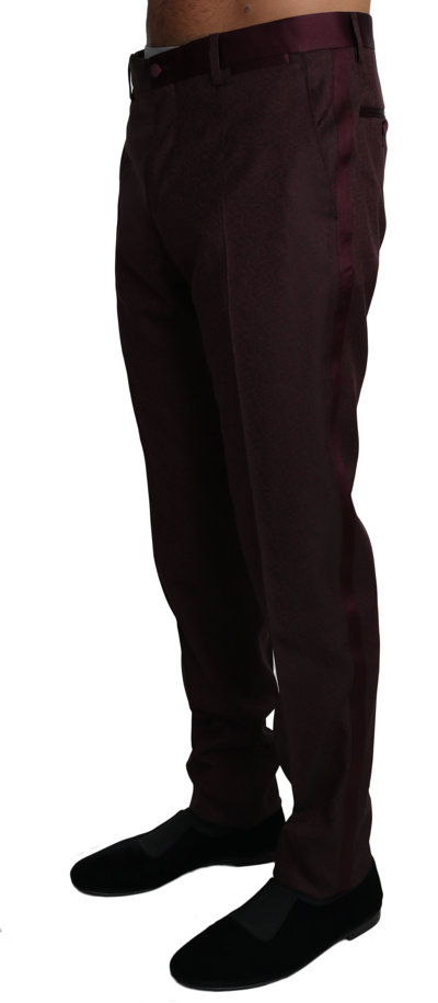 Shop Dolce & Gabbana Bordeaux Wool Pattern Stripe Trousers Men's Pants