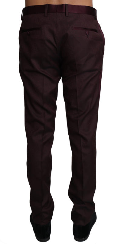 Shop Dolce & Gabbana Bordeaux Wool Pattern Stripe Trousers Men's Pants