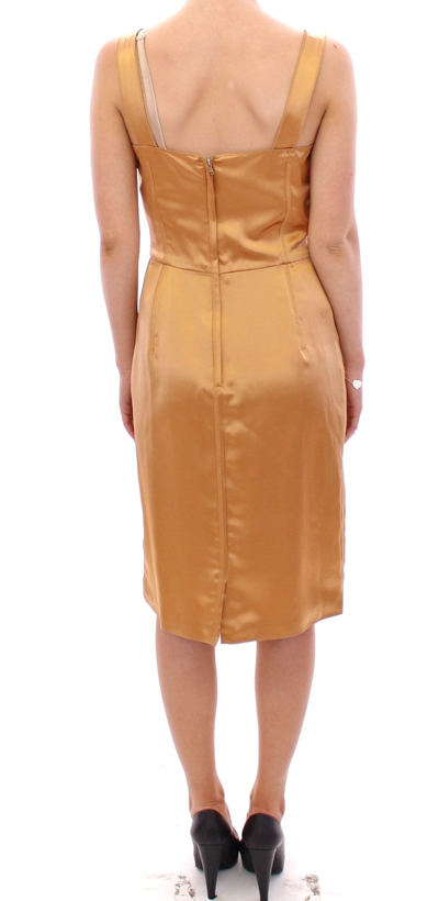 Shop Dolce & Gabbana Bronze Silk Sheath Women's Dress