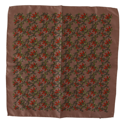 Shop Dolce & Gabbana Brown Carrots Print Silk Men's Handkerchief