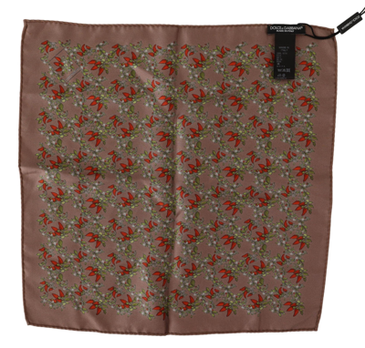 Shop Dolce & Gabbana Brown Carrots Print Silk Men's Handkerchief