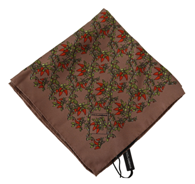 Shop Dolce & Gabbana Brown Carrots Print Silk Men's Handkerchief