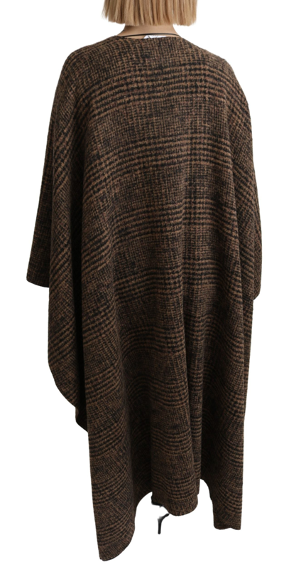 Shop Dolce & Gabbana Brown Cape Blazer Coat Wool Blend Women's Jacket