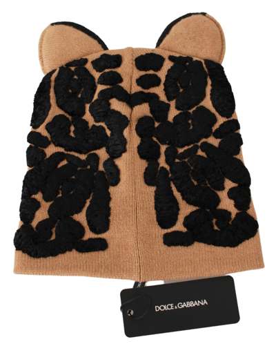 Shop Dolce & Gabbana Elegant Cashmere Blend Embroidered Women's Beanie In Brown