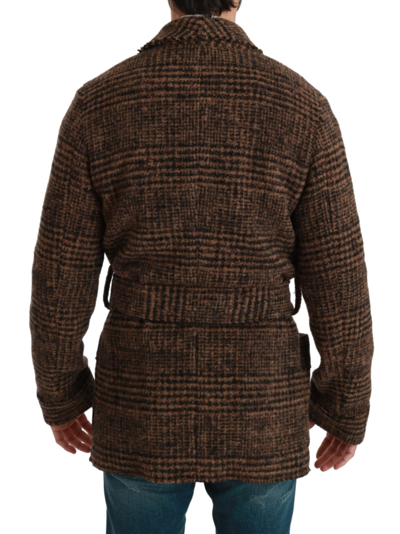 Shop Dolce & Gabbana Elegant Brown Alpaca Blend Belted Cape Men's Jacket