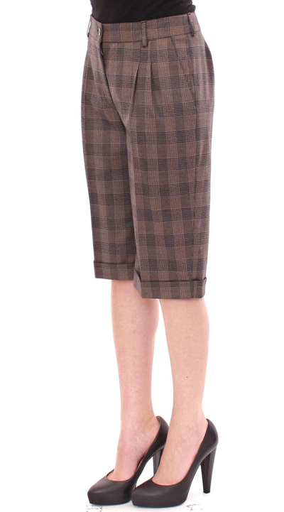 Shop Dolce & Gabbana Brown Checkered Wool Shorts Women's Pants