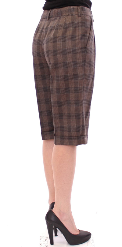 Shop Dolce & Gabbana Brown Checkered Wool Shorts Women's Pants