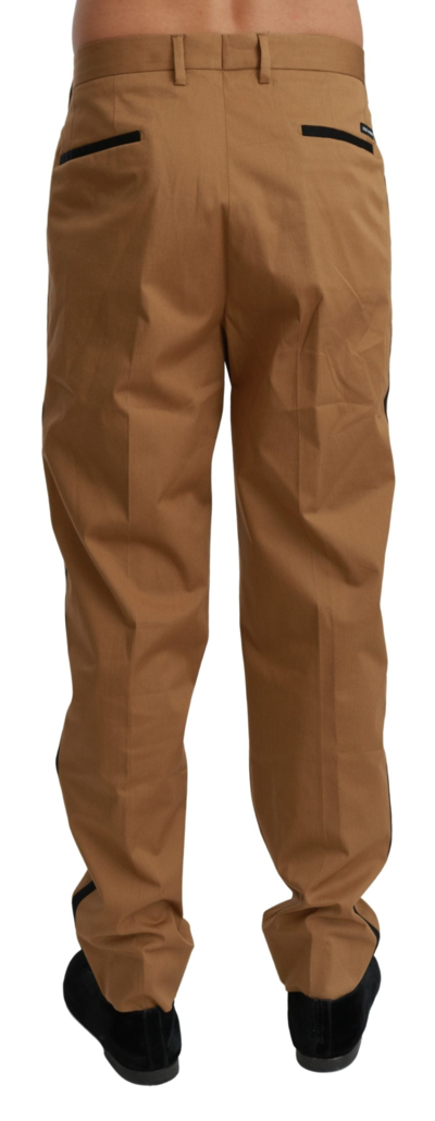 Shop Dolce & Gabbana Brown Chinos Trousers Cotton Stretch Men's Pants