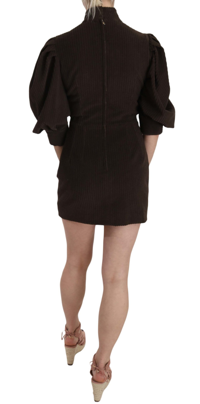 Shop Dolce & Gabbana Chic Brown Corduroy Bodycon Mini Women's Dress