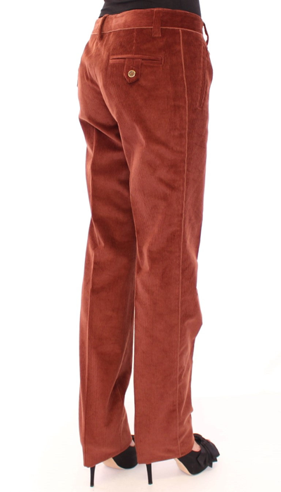 Shop Dolce & Gabbana Brown Corduroys Straight Logo Casual Women's Pants