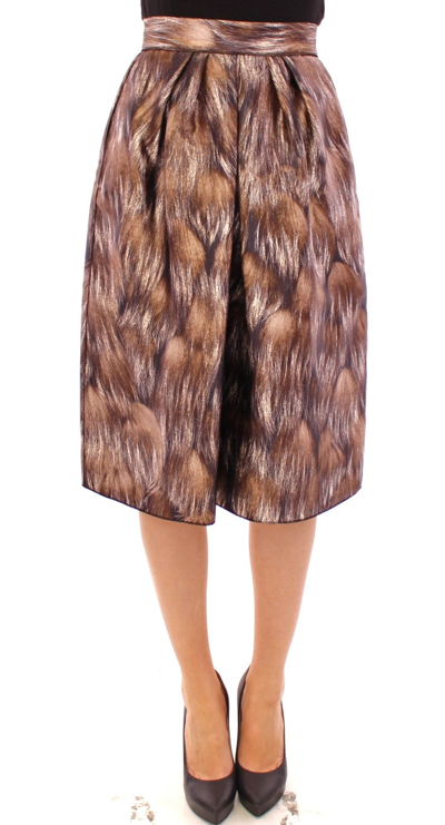 Shop Dolce & Gabbana Brown Floral Silk Straight Full Women's Skirt