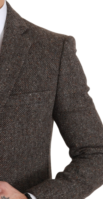 Shop Dolce & Gabbana Elegant Brown Slim Fit Wool Blend Men's Blazer