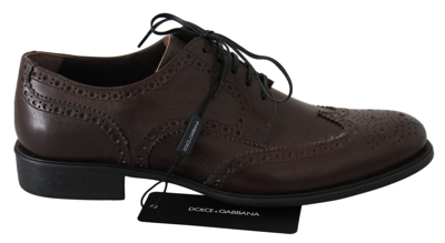 Shop Dolce & Gabbana Brown Leather Brogue Derby Dress Men's Shoes