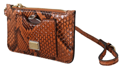 Shop Dolce & Gabbana Brown Leather Coin Purse Wristlet Mirror Agnese Women's Wallet