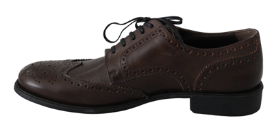 Shop Dolce & Gabbana Brown Leather Brogue Derby Dress Men's Shoes