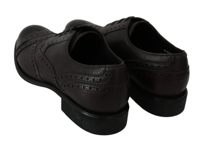 Shop Dolce & Gabbana Brown Leather Brogue Derby Dress Men's Shoes In Black