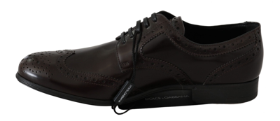 Shop Dolce & Gabbana Brown Leather Broques Oxford Wingtip Women's Shoes