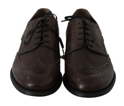 Shop Dolce & Gabbana Brown Leather Brogue Derby Dress Men's Shoes