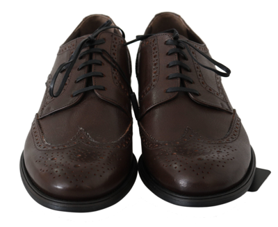 Shop Dolce & Gabbana Brown Leather Brogue Derby Dress Men's Shoes