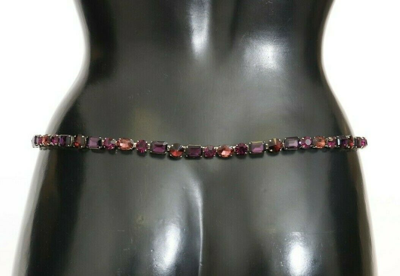 Shop Dolce & Gabbana Brown Leather Purple Crystal Chain Women's Belt