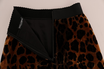Shop Dolce & Gabbana Brown Leopard Print Silk A-line Women's Skirt