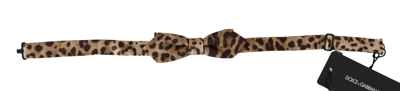 Dolce & Gabbana Brown Leopard Silk Adjustable Neck Papillon Men Bow Tie In Brown