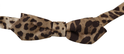 Dolce & Gabbana Brown Leopard Silk Adjustable Neck Papillon Men Bow Tie In Brown