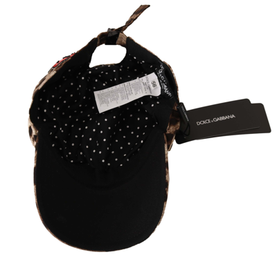 Shop Dolce & Gabbana Brown Leopard Sequin Sicily Applique Baseball Women's Hat