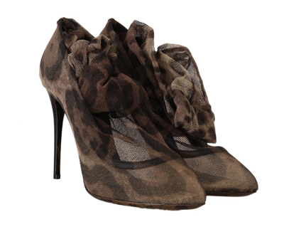 Shop Dolce & Gabbana Brown Leopard Tulle Long Socks Women's Pumps
