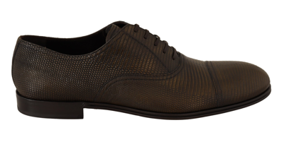 Shop Dolce & Gabbana Brown Lizard Leather Dress Oxford Men's Shoes
