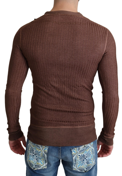 Shop Dolce & Gabbana Brown Logo Button Cardigan V-neck Men's Sweater In Pink