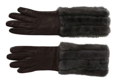 Shop Dolce & Gabbana Elegant Mid-arm Leather Gloves In Women's Brown