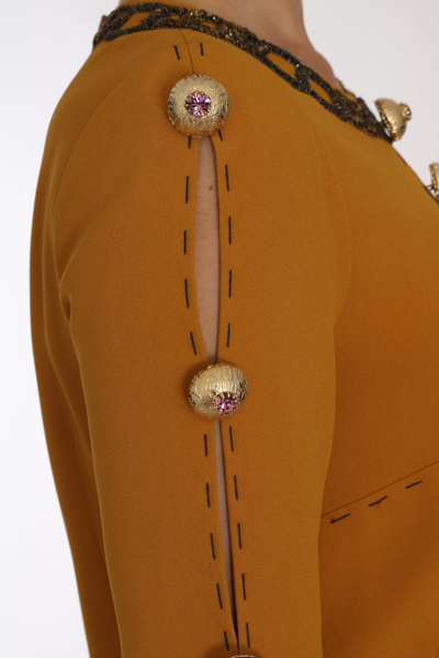 Shop Dolce & Gabbana Brown Mini  Crystal Embellished Women's Dress