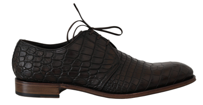 Shop Dolce & Gabbana Brown Patterned Leather Dress Derby Men's Shoes