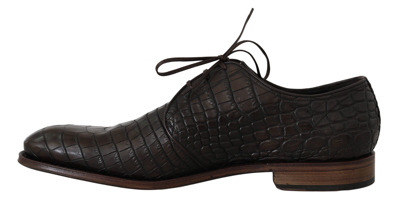 Shop Dolce & Gabbana Brown Patterned Leather Dress Derby Men's Shoes