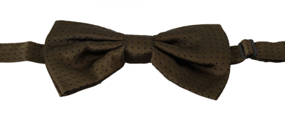 Shop Dolce & Gabbana Elegant Brown Polka Dot Silk Bow Men's Tie