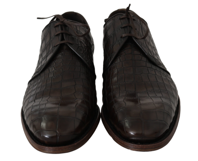 Shop Dolce & Gabbana Brown Patterned Leather Dress Derby Men's Shoes