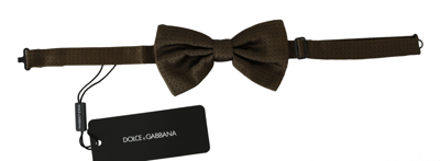 Shop Dolce & Gabbana Elegant Brown Polka Dot Silk Bow Men's Tie