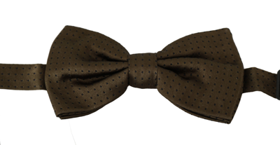 Shop Dolce & Gabbana Elegant Silk Polka Dot Bow Men's Tie In Brown