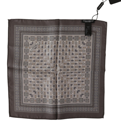 Shop Dolce & Gabbana Brown Silk Pocket Square Handkerchief Men's Scarf