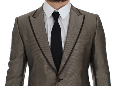 Shop Dolce & Gabbana Brown Slim Fit Silk Two Button Men's Blazer