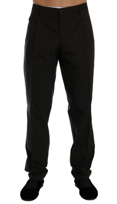 Shop Dolce & Gabbana Brown Striped Cotton Dress Formal Men's Pants