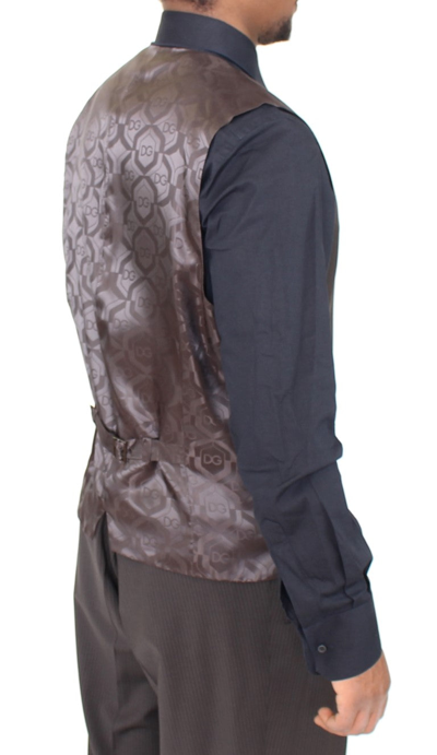 Shop Dolce & Gabbana Brown Striped Stretch Dress Men's Vest