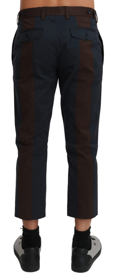 Shop Dolce & Gabbana Brown Stripes Cropped Trousers Men's Pants