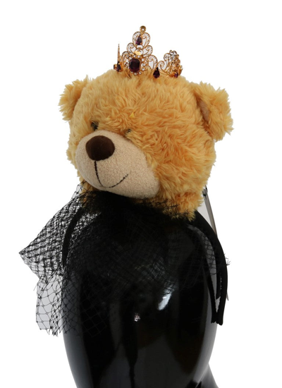 Shop Dolce & Gabbana Brown Teddy Bear Gold Crystal Women's Diadem