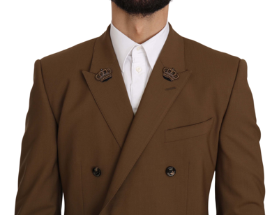 Shop Dolce & Gabbana Brown Wool Royal Crown Jacket Men's Blazer