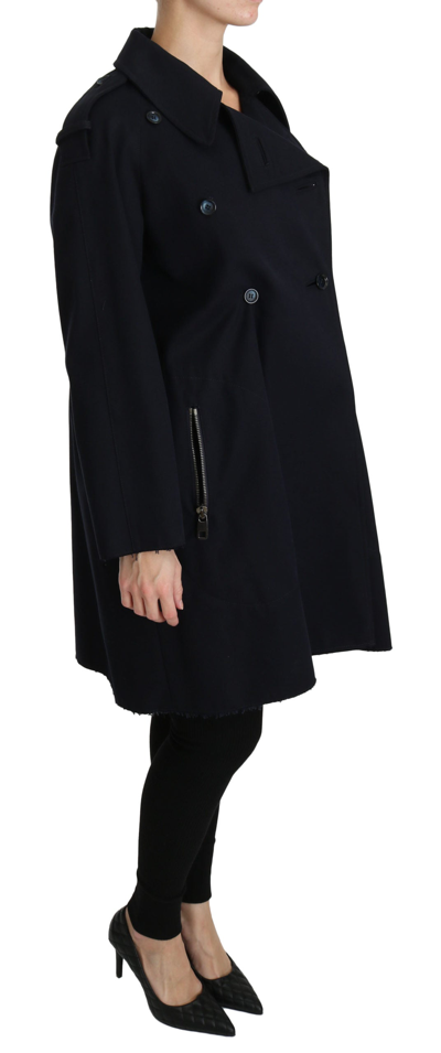 Dolce & Gabbana Coat Blue Cotton Women Trench Jacket In Blue